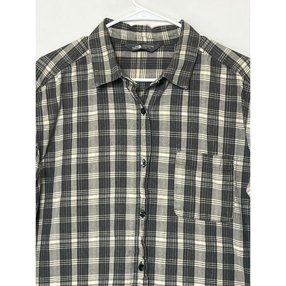 The North Face Women’s XL Cream Gray Plaid Flannel Long Sleeve Button Shirt - Picture 5 of 7